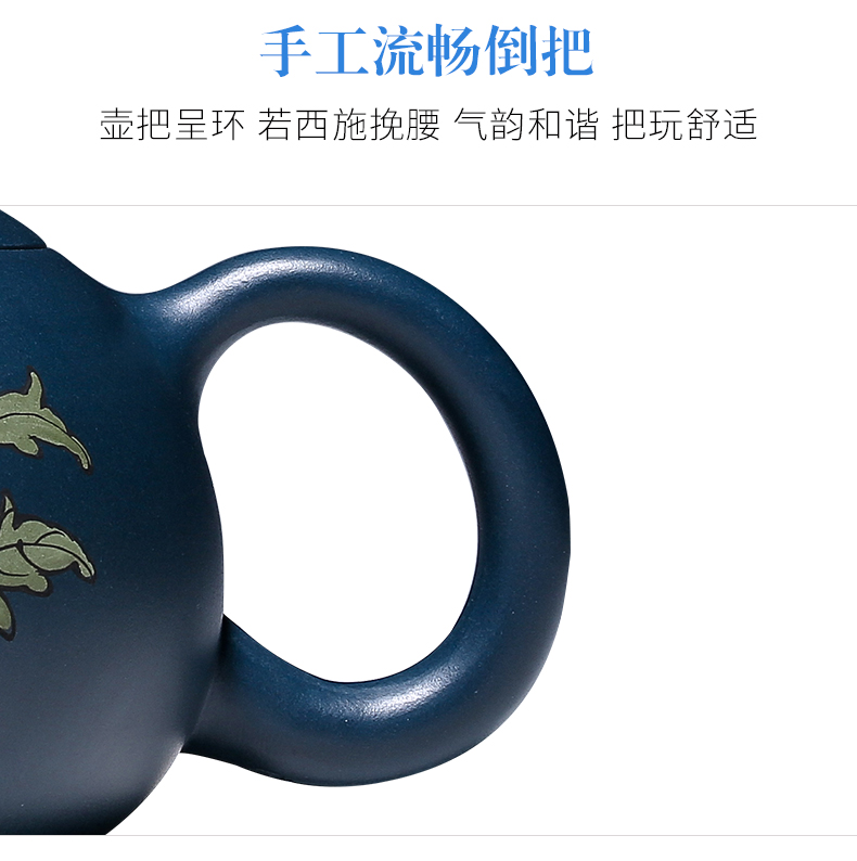 純手工紫砂壺，小巧琺瑯印花紫砂壺
